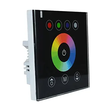 

DC12V - 24V Wall-mounted Touch Panel Switch Full Color RGB RGBW Controller For LED Light Strip, Black