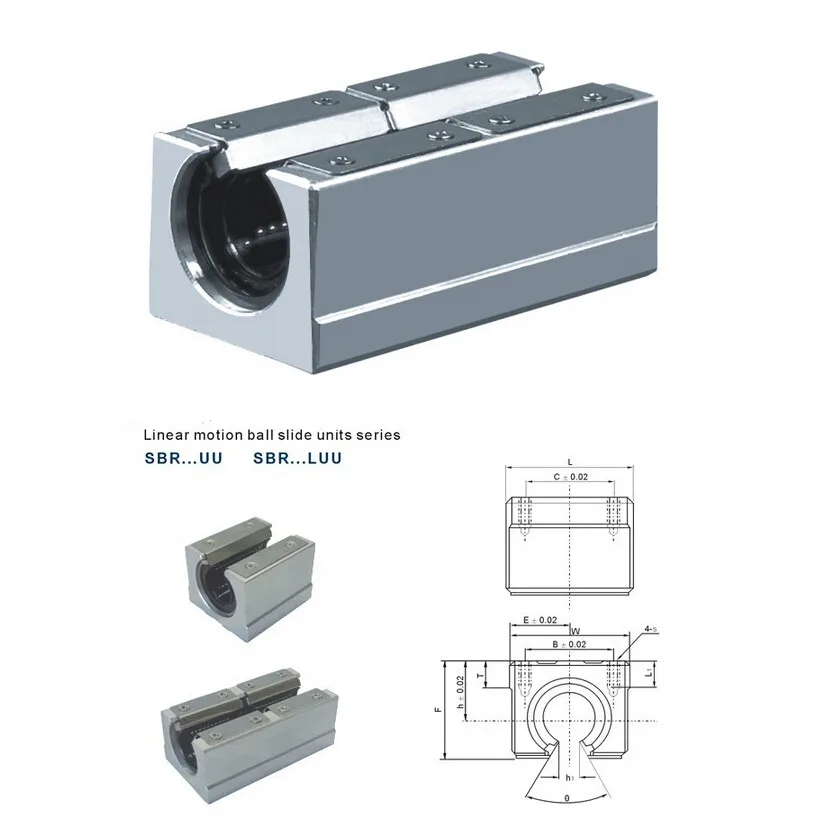 

Free shipping SBR16LUU SBR16L 16mm linear ball bearing slide unit 16 mm linear bearing block for SBR16 linear guide