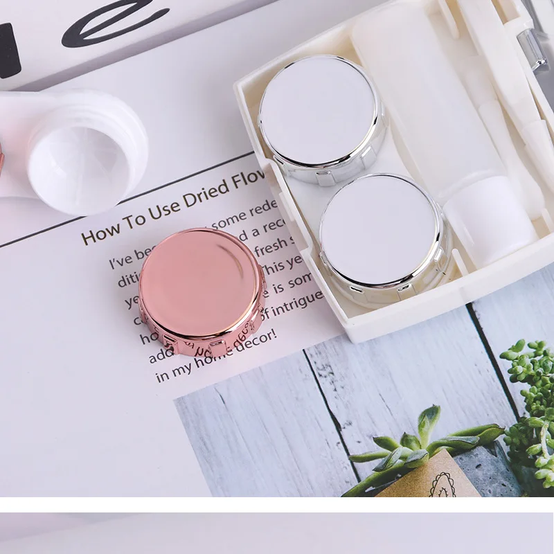 Contact Lens Case With Mirror women Colored Contact Lenses box eyes contact lens container Lovely Travel kit box without sign