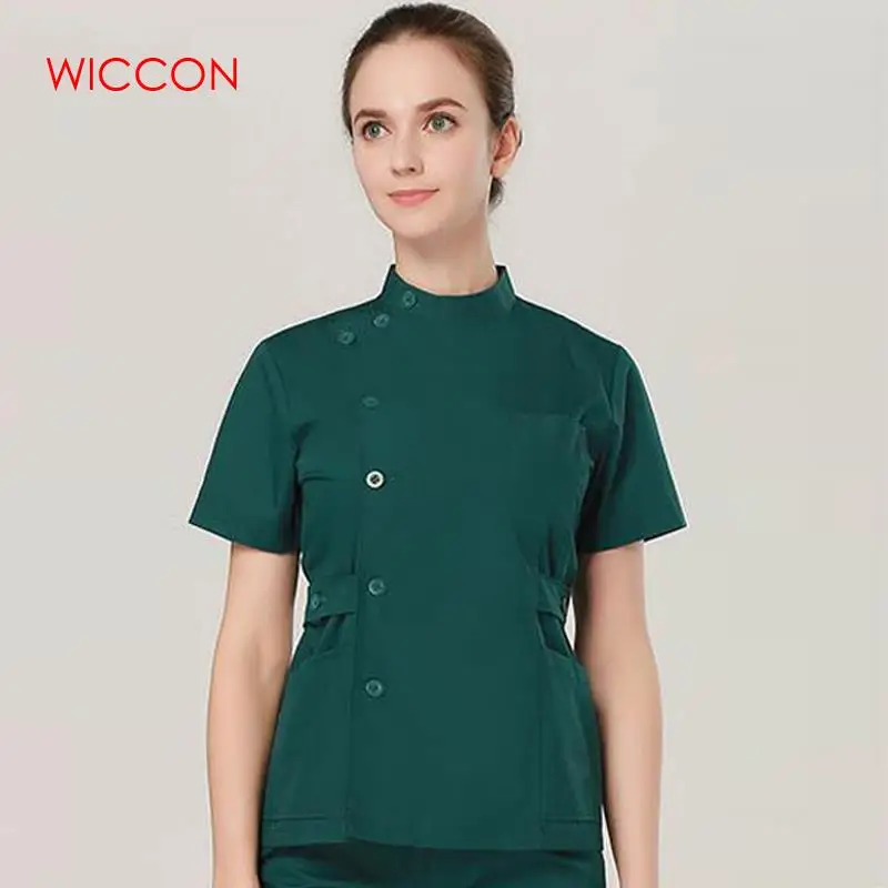 WICCON летняя новая модная женская Больничная медицинская одежда, комплект, распродажа, дизайн, тонкая рабочая одежда, одноцветная униформа для салонов красоты