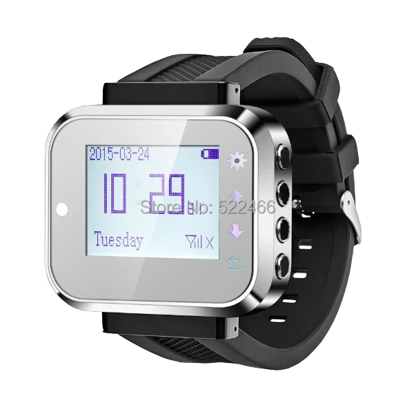 1 wrist receiver for waitress with 8 bell buzzer for guest use Smart watch paging system