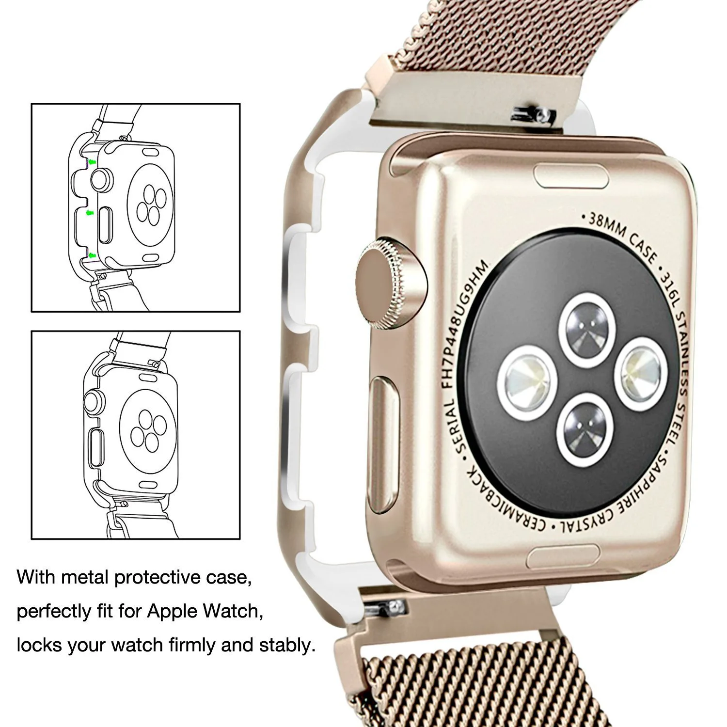 MDNEN крышка для Apple Watch чехол с ремешком из нержавеющей стали 42 мм 38 мм Apple Iwatch 4 3 ремешок 44 мм 40 мм с рамкой корпуса