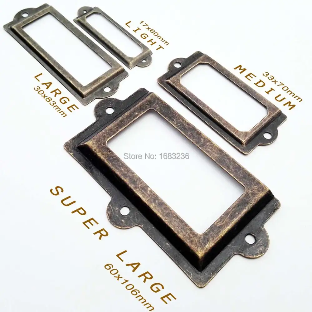 

2/6Pcs Mini Large Metal Label Holder Pull Frame Handle File Name Card Holder For Furniture Cabinet Drawer Box 4 size 2 color