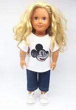Free shipping Hot 2016 new style popular American girl dolls clothes T shirt jeans suit p69