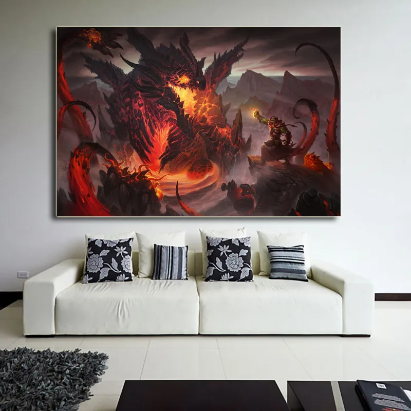 

World Of Warcrafts Madness Dragons Wall Art Canvas Poster Print Canvas Painting Decorative Picture Bedroom Home Decor