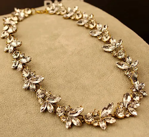

RAVIMOUR 2017 Design Bridal Necklace Leaf Imitation Gemstone Jewelry Statement Necklaces Pendants for Women Wedding Bijouterie