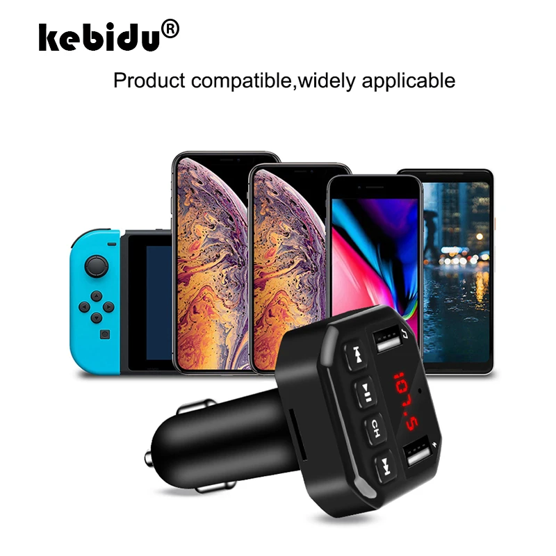Автомобильное зарядное устройство kebidu 3.1A с двумя usb-портами, беспроводной Bluetooth fm-передатчик, ЖК-дисплей, mp3-плеер, USB зарядное устройство, автомобильные аксессуары