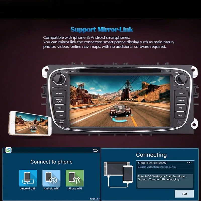 Автомобильный мультимедийный плеер Android 9 0 GPS Авторадио 2 Din для
