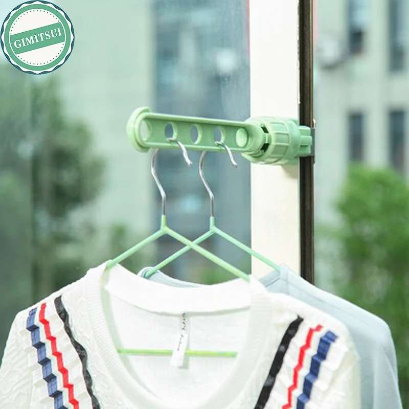 Adjustable Rear Window Rack Hook Hanger Clothes Dryer Rod Wardrobe