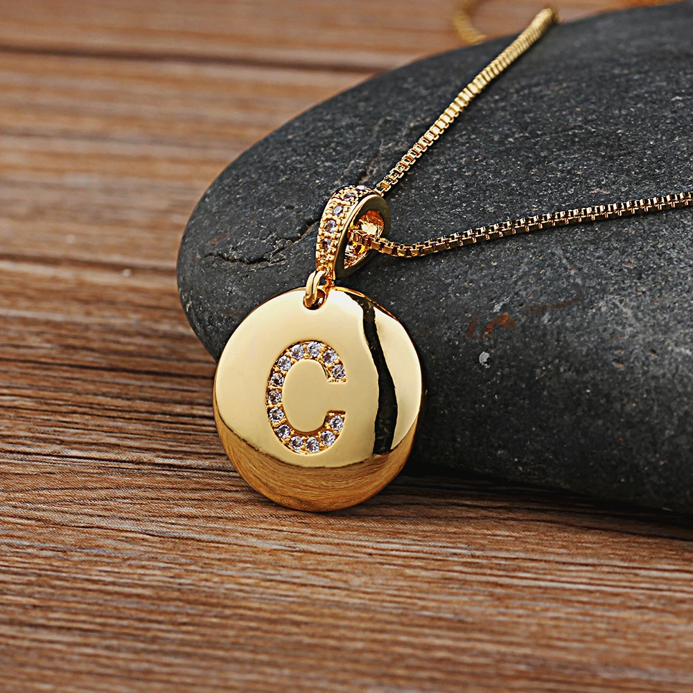 Nidin – collier de lettres initiales 26 A-Z pour femmes et filles de qualité supérieure, pendentifs de cou en cuivre CZ, bijoux cadeaux personnels en gros