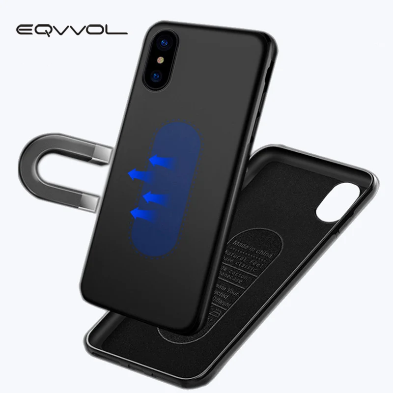 

Eqvvol Magnet Mobile Phone Cases For iPhone X 8 7 6S 6 Plus Full Coverage Built-in Iron Back Soft TPU Magnetic Cover Cases