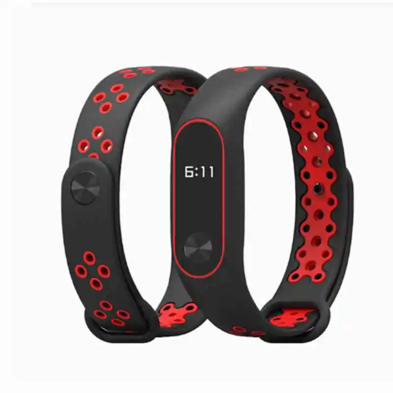 Mi Band 2 ремешок спортивный mi band 2 Ремешок Браслет для xiaomi mi band 2 браслет красочные силиконовые смарт часы браслет аксессуары - Цвет: black red