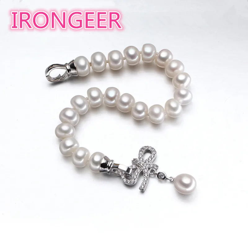 

Really luxurious Pearl Jewelry 8-9mm Perfect Drop Natural Pearl Pendant Butterfly Bracelet Fashion Jewelry Bracelet for Women