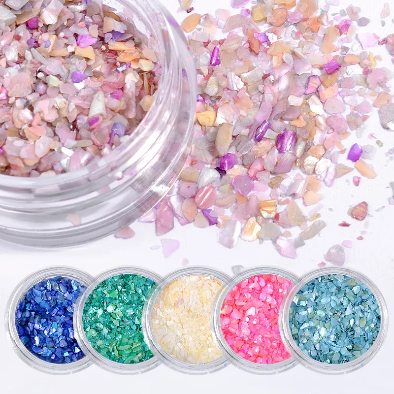 

MIOBLET 6box/set Natural Irregular Shell Fragment Nail Art Decorations Dyeing Stone Debris Glitters DIY Nail Paillette Manicures