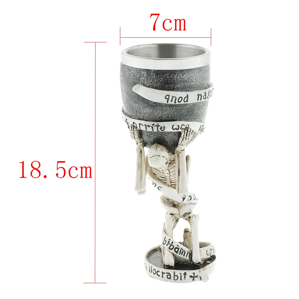 3D Gothic Skull Cup Stainless Steel Resin Skeleton Design for Bar Party Home Wine Goblet Cups Decor Crafts