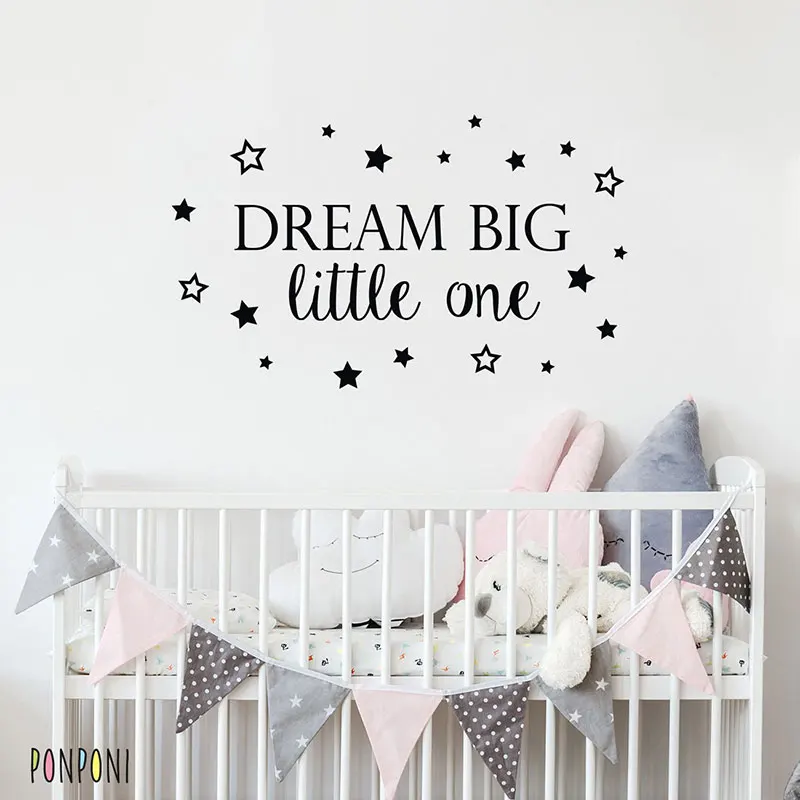 

Dream Big Little One - Quote Wall Sticker - Nursery Wall Decal - Motivational Quote Beautiful Bedroom Decoration DIY BO29