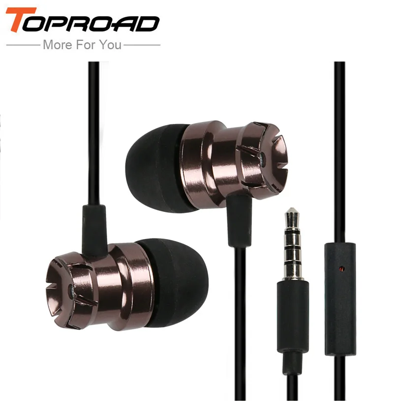TOPROAD металлические наушники Super Bass Hifi вкладыши с микрофоном гарнитура для iphone Sony