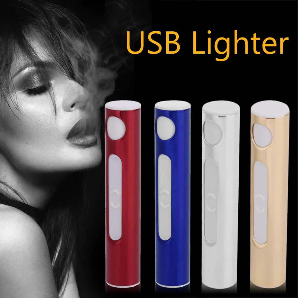 2018 Hotest Metal Shell Portable Electronic font b USB b font Lighter Rechargeable Flameless Windproof Cigarette