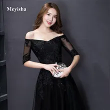 ZJ7011 элегантные черные аппликации А-силуэта длинные кружевные тюлевые платья для выпускного вечера размера плюс вечерние платья для вечеринки