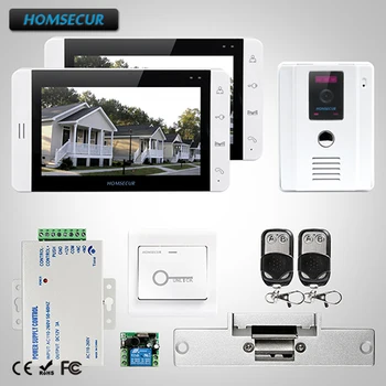 

HOMSECUR 7" Wired Video&Audio Smart Doorbell +Electric Strike Lock Set:1C2M+L1:TC011-W Camera(White)+TM703-W Monitor(White)+Lock