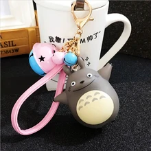Fashion Cartoon Animal Vinyl doll KeyChain Car Key Chain Leather Rope Llavero Alloy Bells Keyring for Women Charm bag Porte Clef