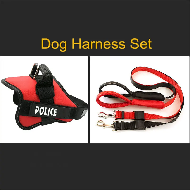 

Dog Harness Collar Vests Chest For Dog Leash and Harnesses Police Pet Dog Collars Adjustable Soft Comfort Pet Products Harness