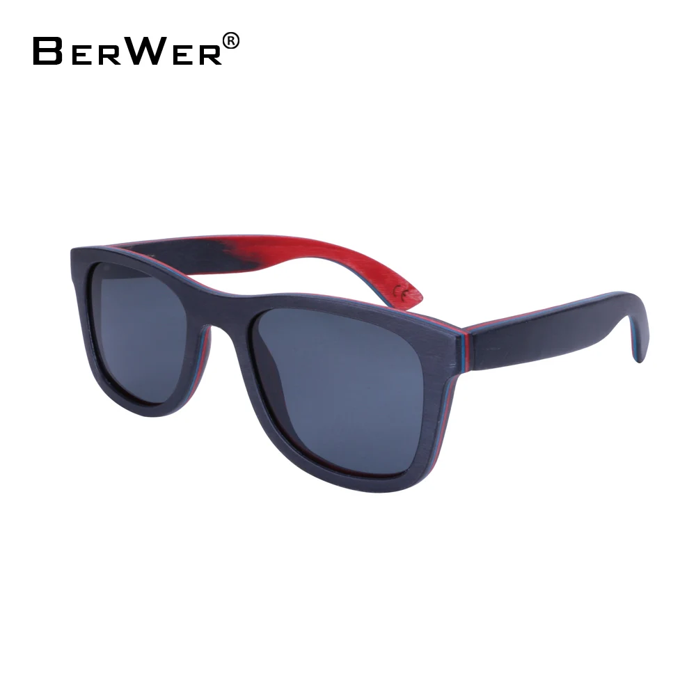 BerWer Скейтборд Мужские солнцезащитные очки ручной работы UV400 защиты древесины женские солнцезащитные очки