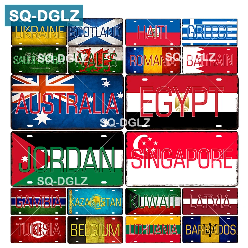 

[SQ-DGLZ] Ours National Flag Wall Decoration Tin Sign Country Flag Metal Sign Home Decor Painting Plaques Poster