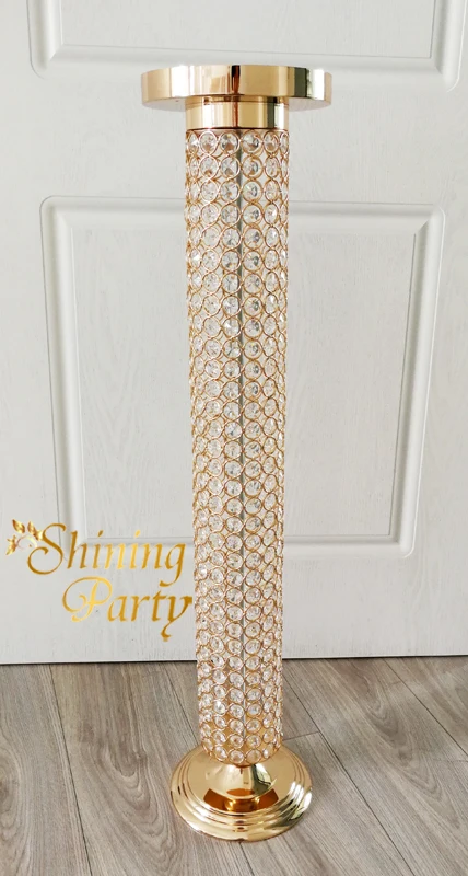 Shining Party 8Pcs/lot H80cm(31&quot) Real Crystal Cylindar Towers Golden Centerpieces Candle Holders Wedding Decoration | Дом и сад