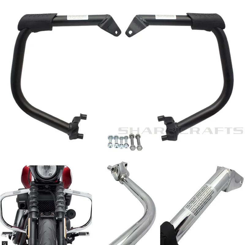

Front Bumpers Buffer Crash Bars Engine Guards w/ Rubber Knee Leg Protector Cover For Harley Street 500 750 XG500 XG750 2015-2017