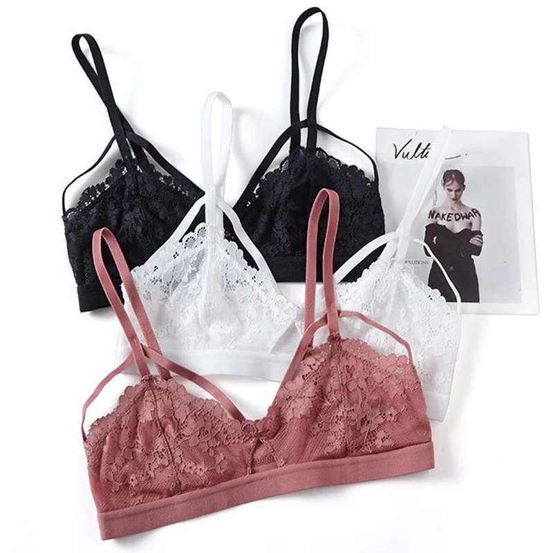 

Wriufred Girl Lace Ultra-thin Sexy without Sponge Bra Comfortable Women's Underwear Wire Free Bealette Sleepwear Bras