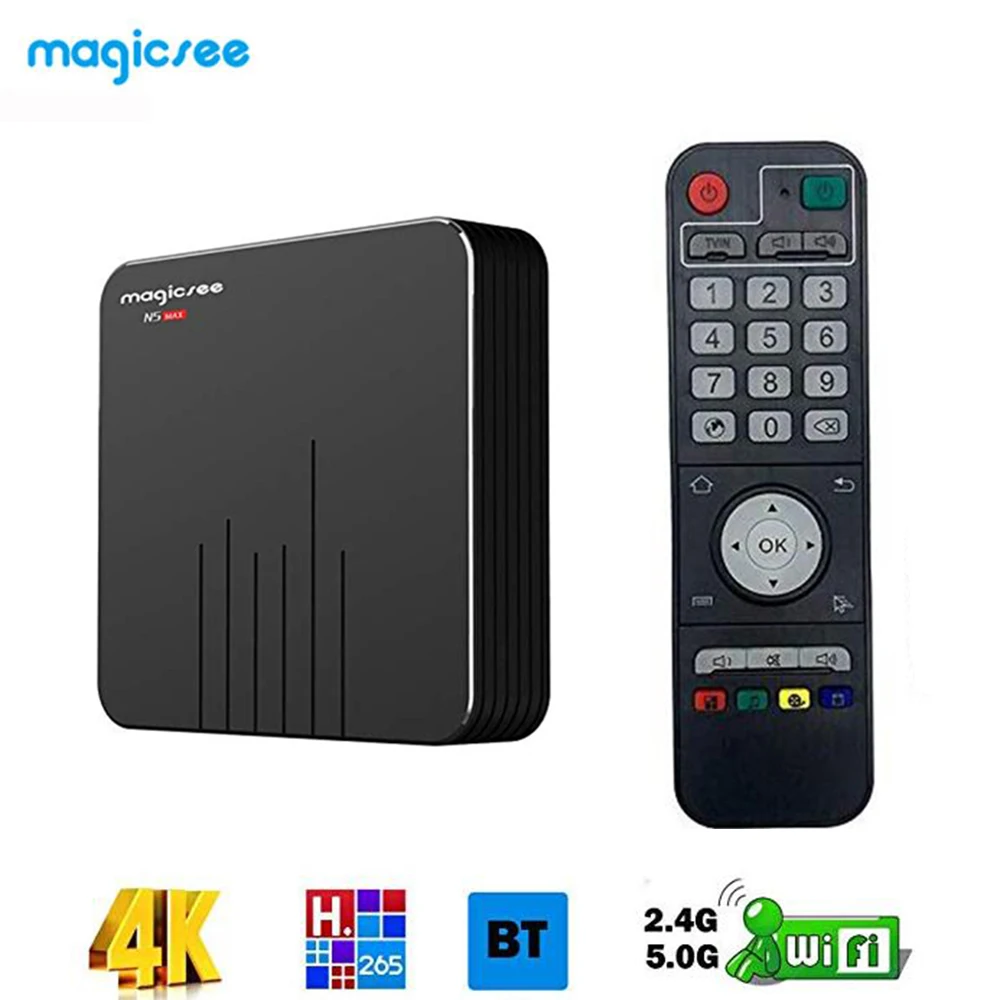 

Magicsee N5 Max Smart TV Box Android 8.1 Amlogic S905X2 4GB 32GB Bluetooth 4.1 2.4/5G Dual WiFi Set Top Box Hdd Media Player