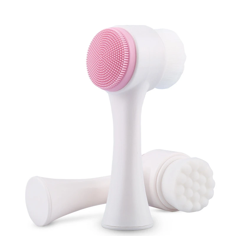 Dual-Sided-Exfoliating-Cleansing-Massaging-Facial-Brush-Exfoliating-Bristles-Silicone-Superfine-Synthetic-Hair-Silicon-Brush