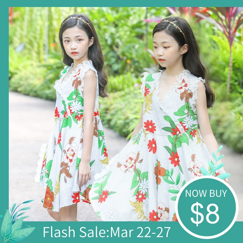 

Teenage Kids Dresses for Girls Princess Dress 2019 Summer Floral Purple Sling Dresses Girls Clothing Children Costume 8 10 Years