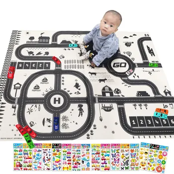 

21Pcs/set 130*100cm City Map Car Toys Model Crawling Mat Game Pad for Children Interactive Play House Toys with Random Sticker
