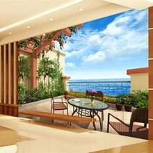 Пользовательских фото настенные Бумага росписи 3D Вилла балкон Европейский Стиль украшения интерьера дома стены Книги по искусству живопись нетканые стены бумага