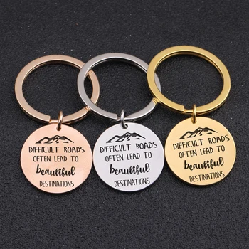 

"Difficult Road...Beautiful Destinations"Keychain Inspirational Jewelry Keyring To Friend Brother Sisters Gift Uplifting Keyring