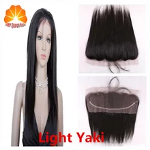 13*4 Lace Frontal Closure With Baby Hair Light Yaki Ear To Ear Brazilian Hair Bleached Knots Middle Free 3 Side Part