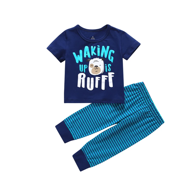 6-24 month infant baby boy clothes set cartoon T-shirt+pant stripe newborn baby 2 pieces outfits bebes baby girl home wear suit
