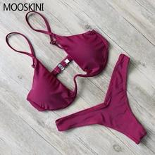 MOOSKINI Новый Дизайн Твердые Женщин Купальники Бикини Установить Sexy Бинты Купальный Костюм Росту Бразильские Бикини 2017 Купальники