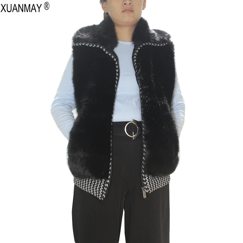 

Women's Winter Thick Artificial fur Zipper cardigan Vest jacket fashion Winter thick plush lined with Cardigan Vest coat