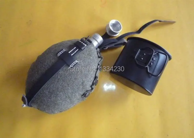 Military Bottle Kettle Collectable WWII German Canteen W Cover Strap Set aluminium wool cover New Outdoor camping-GM006