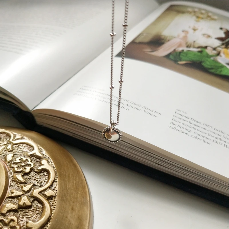 Настоящее серебро 925 пробы, овальное яркое ожерелье, Серебряная поверхность тумана, модные ожерелья-чокеры, ожерелье с кулоном, 925 для женщин, ювелирное изделие в подарок с подвесками