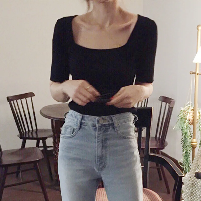 

2019 Summer Shirts Women Knit Summer Shirt Short Sleece Women T-Shirts T04