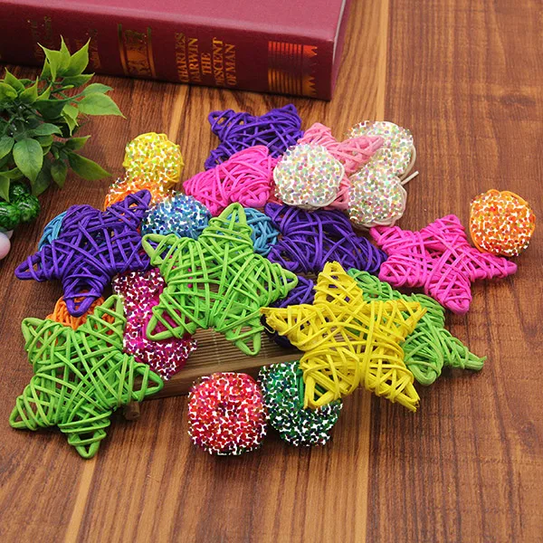 2pcs Color Rattan Handmade Items Photos Studio DIY Decorations Photography props for Home/Wedding/Party/Kindergarten Ornaments - Цвет: Pentagram