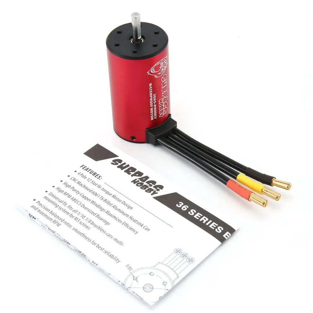 

SURPASSHOBBY KK 3665 2900KV Brushless Motor for 1:10 GTR/Lexus 2S 3S RC Drift Racing Off-road Car Truck Waterproof Sensorless