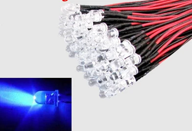 20 шт. LED 5 мм Предварительно Проводная белая красная синяя зеленая желтая RGB 12 В DC