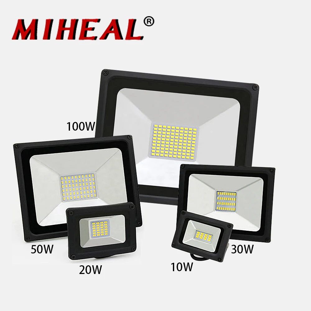 

220V 230V 240V LED Flood Light Ultrathin Floodlight 10W 20W 30W 50W 100W IP65 Waterproof LED Spotlight Reflector Outdoor Light