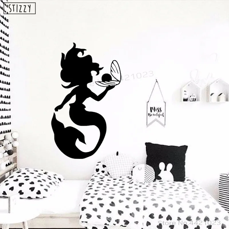 Настенная Наклейка stizzy Little Mermaid Мультяшные виниловые наклейки на стену для