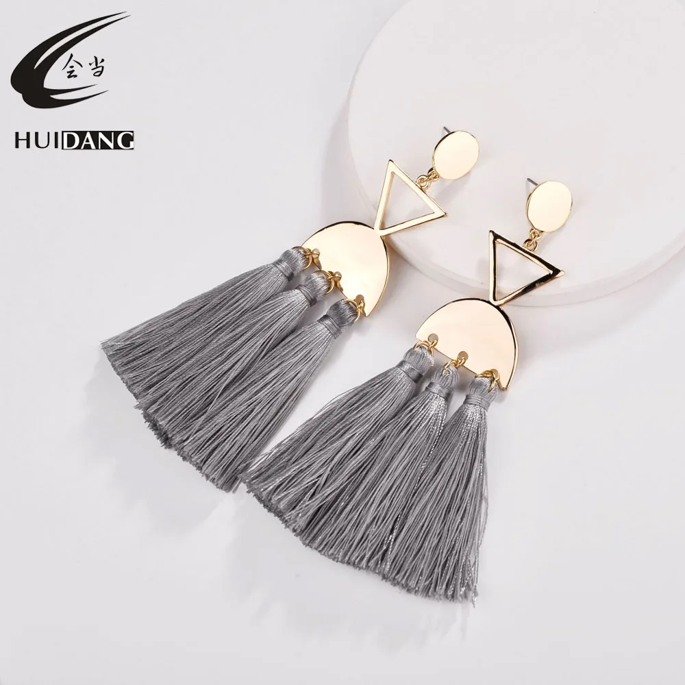 HUIDANG Популярные Модные Бохо ювелирные изделия красочные серьги с кисточками